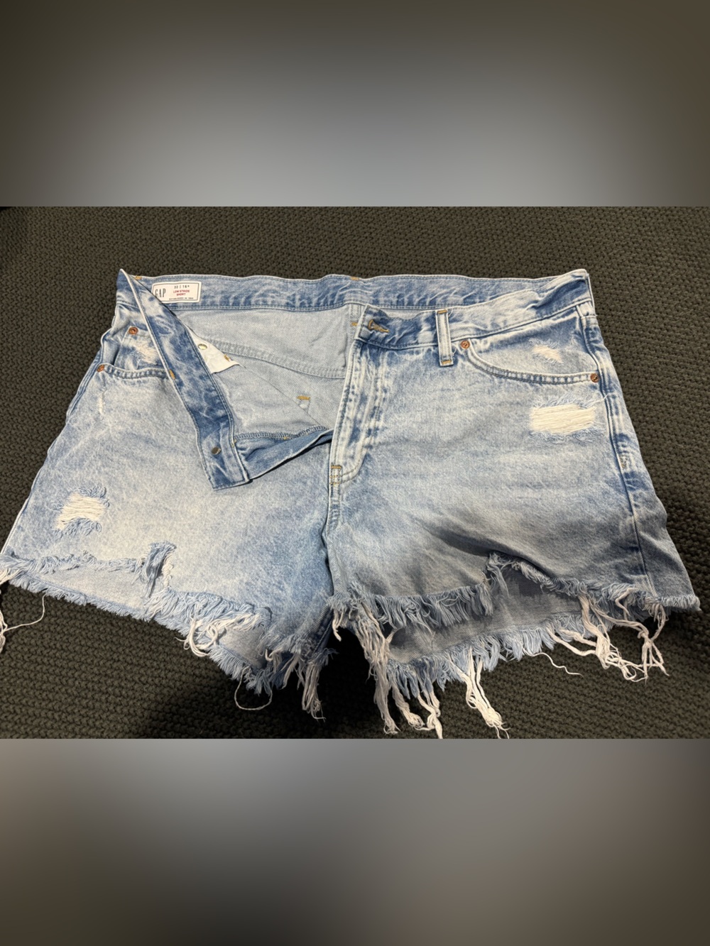 GAP Light Wash Distressed Denim Cutoff Shorts